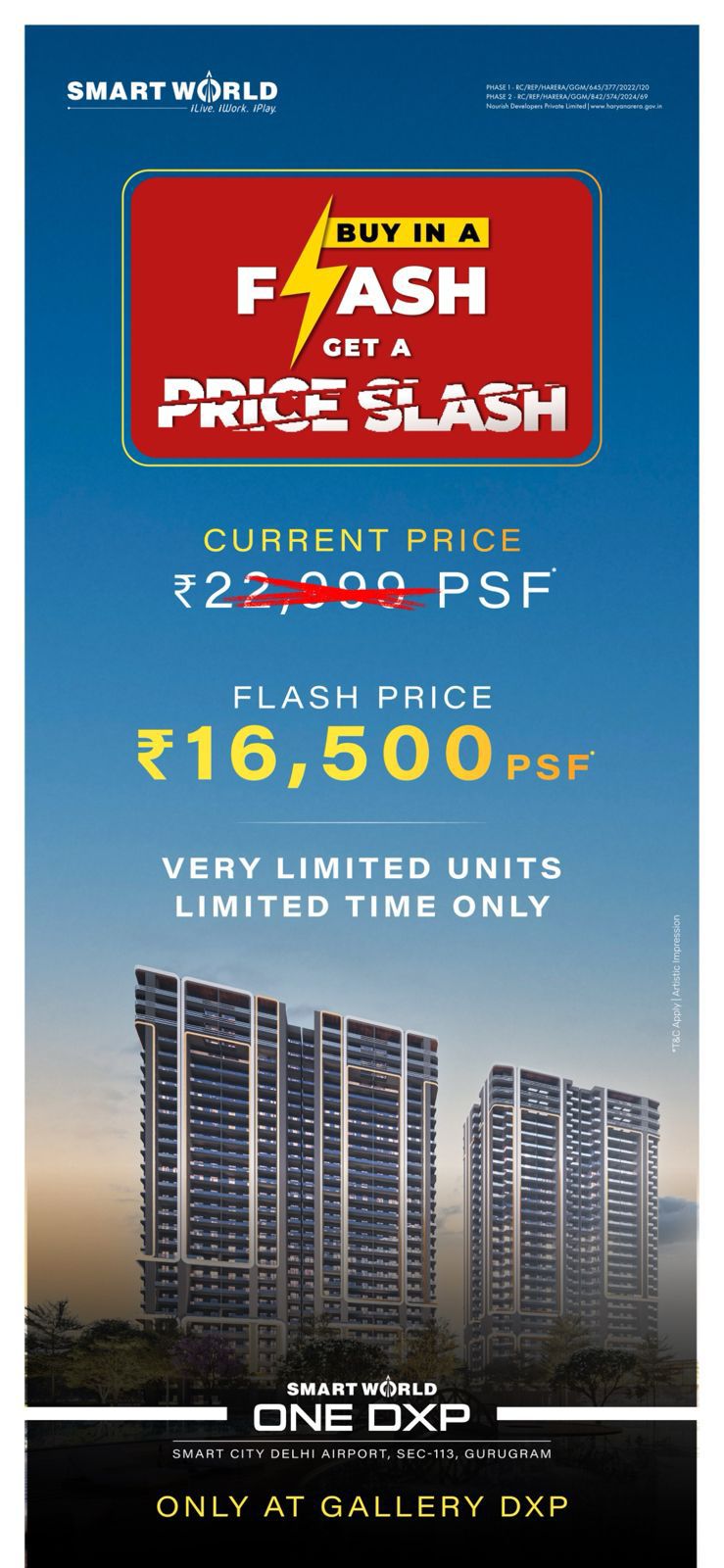 Smart World One DXP, Gurugram - Flash Sale: ₹16,500 PSF Update