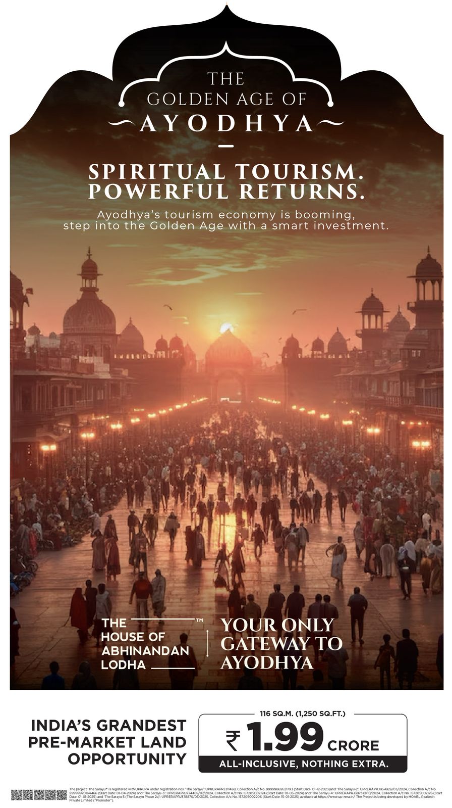 Discover Pre-Market Land Opportunity in Ayodhya, Starting at ₹1.99 Crore, The House of Abhinandan Lodha Update