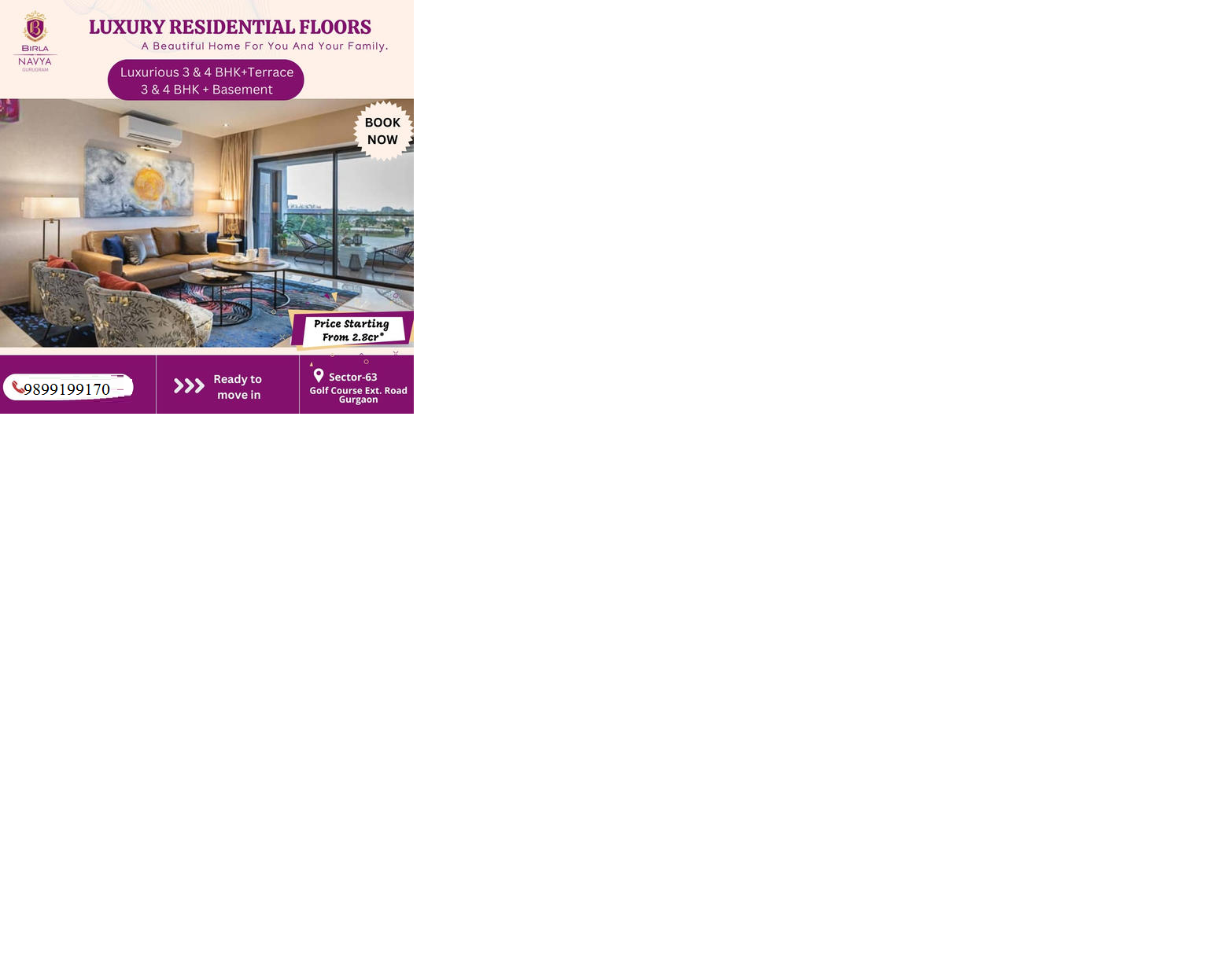 Birla Navya: Redefining Elegance with Luxurious Residential Floors in Sector-63, Golf Course Ext. Road, Gurgaon Update