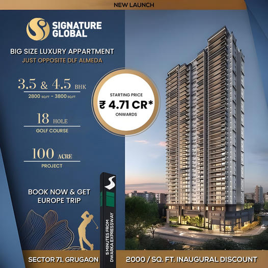 Signature Global's Prestigious Enclave: Spacious Luxury Apartments in Sector 71, Gurgaon Update