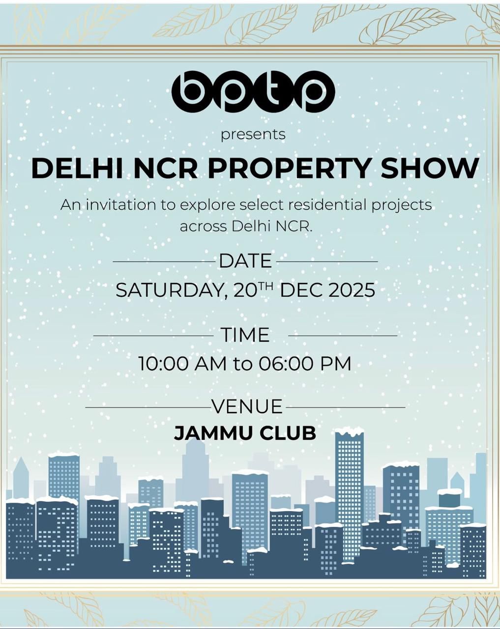 Explore Premier Residences at the BPTP Delhi NCR Property Show, 20th Dec 2025, Jammu Club Update
