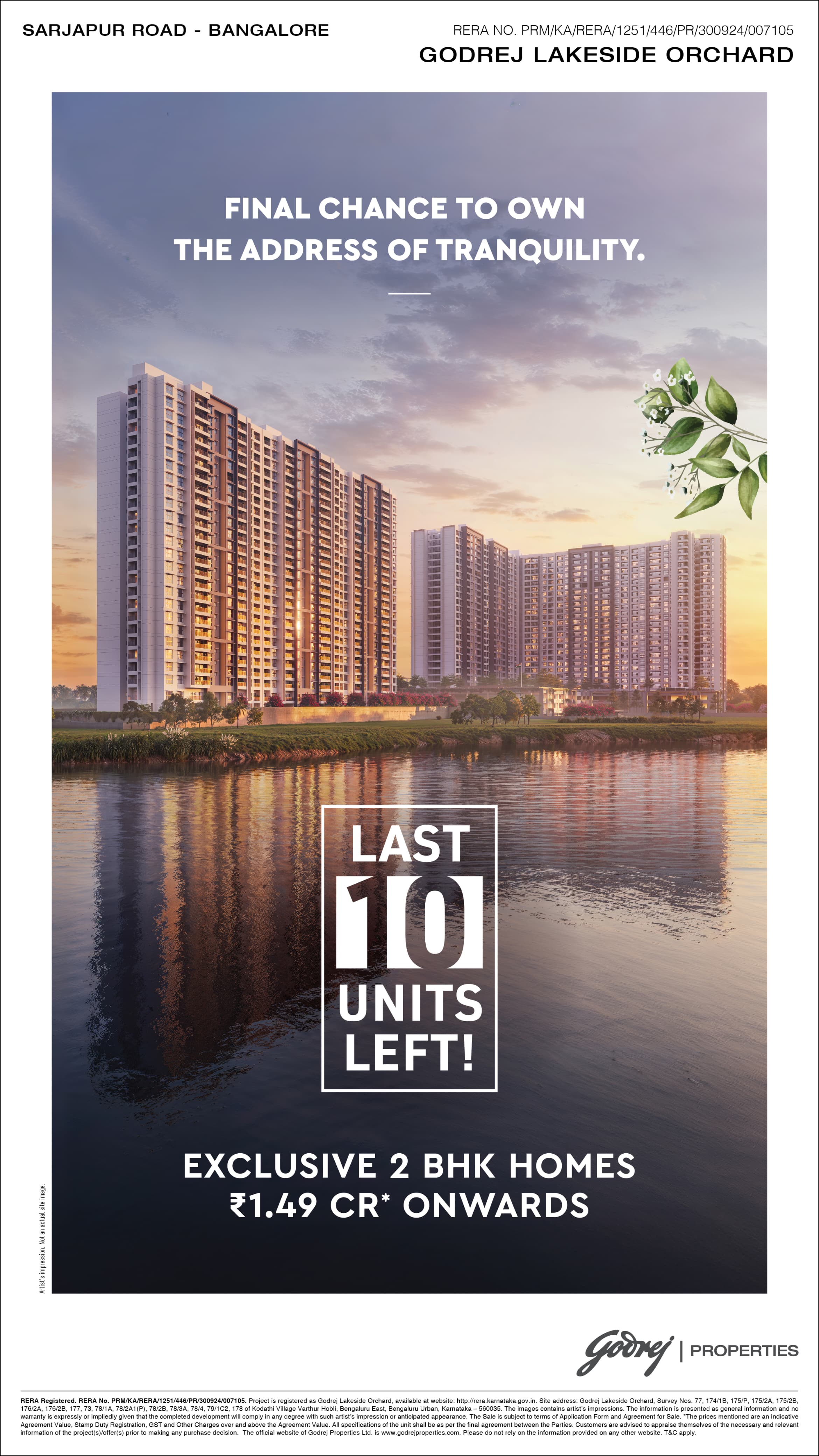 Exclusive Godrej Lakeside Orchard, Sarjapur Road, 2 BHK Homes from ₹1.49 Cr Update