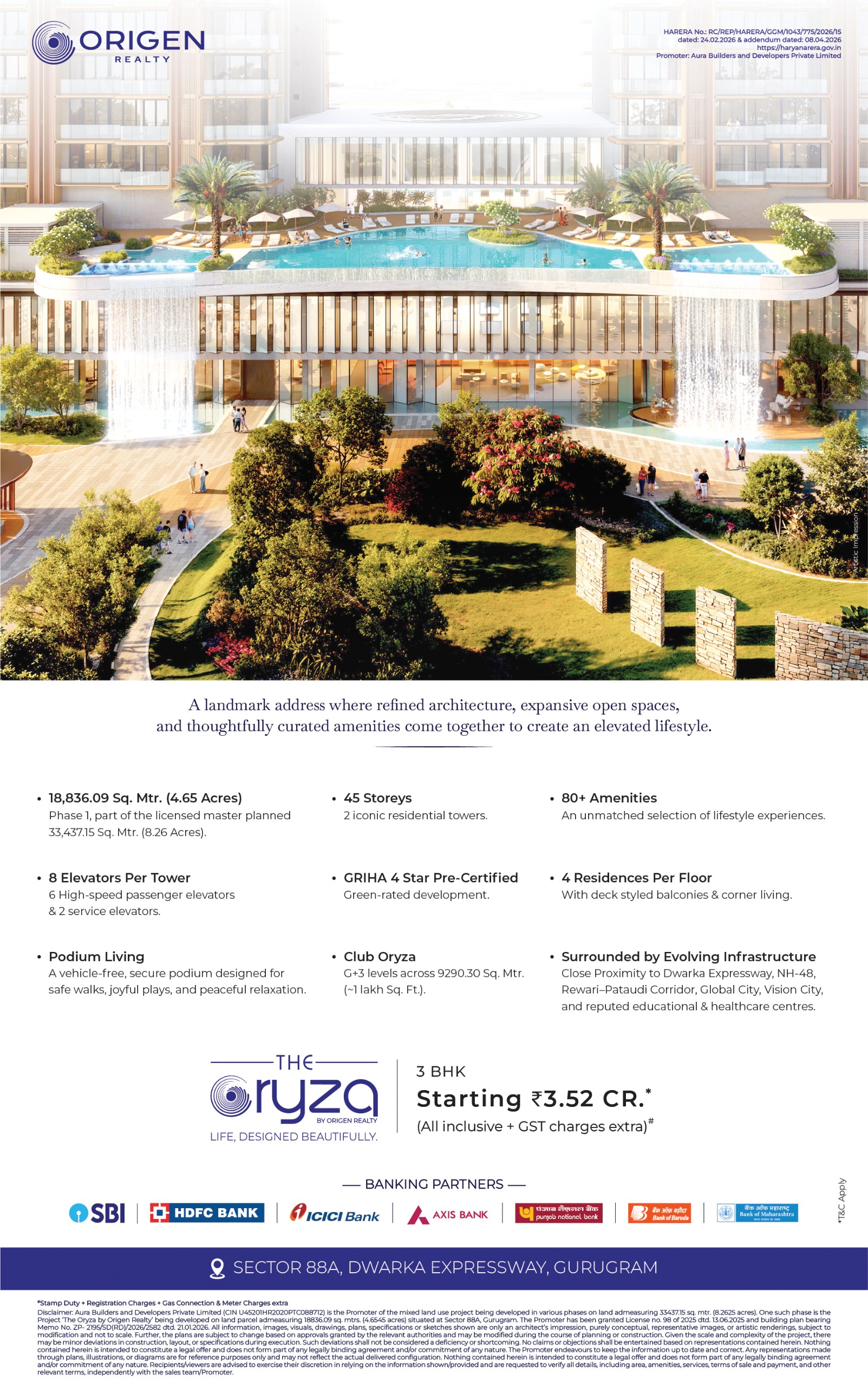 Discover The Oryza: 3 BHK Starting at ₹3.52 CR at Sector 88A || Luxury Living at The Oryza: Book Your 3 BHK Now || Experience Elevated Living at The Oryza, Gurugram Update