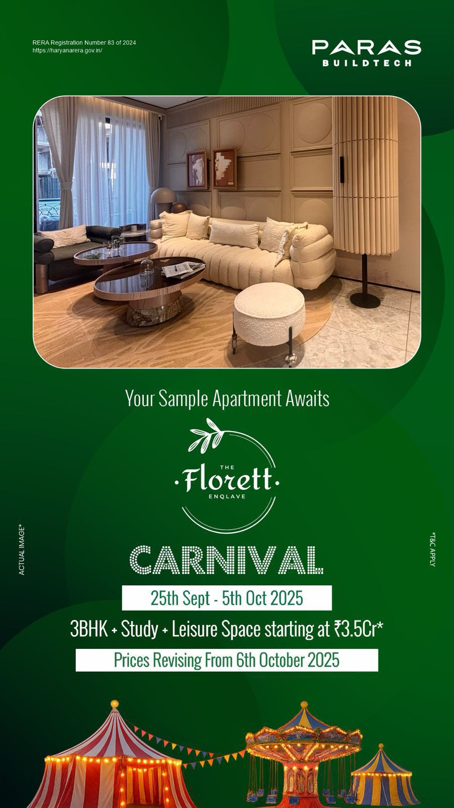 Explore The Florett Enclave by Paras Buildtech, 3BHK + Study + Leisure Space from ₹3.5Cr, Sep 25 - Oct 5, 2025 Update