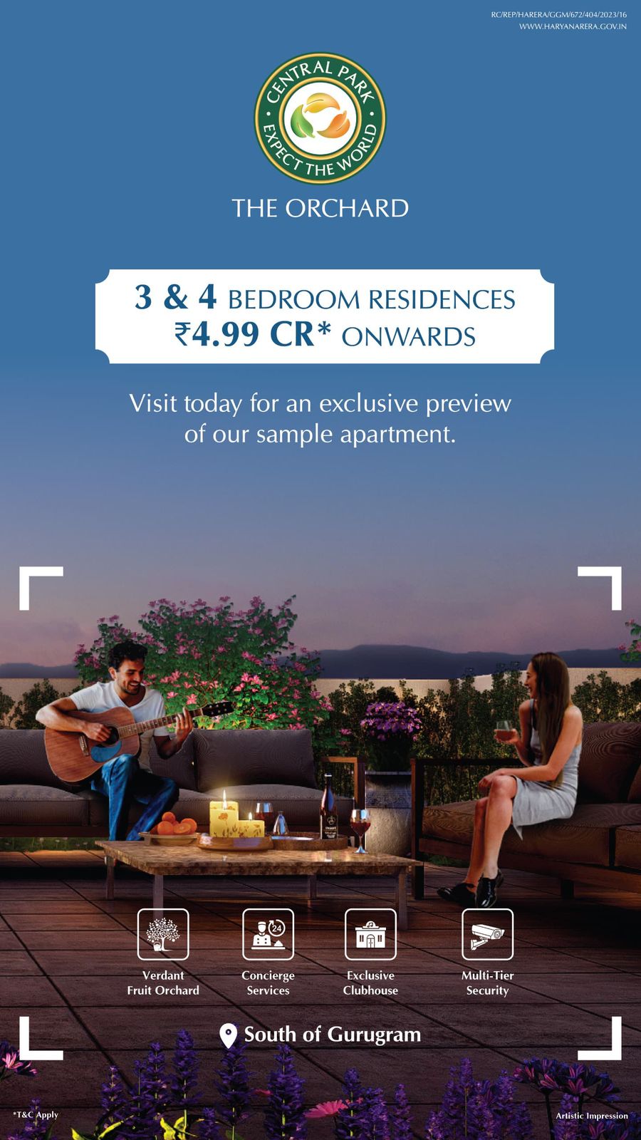 Central Park The Orchard, 3 & 4 BHK, Starts at ₹4.99 Cr, South of Gurugram Update