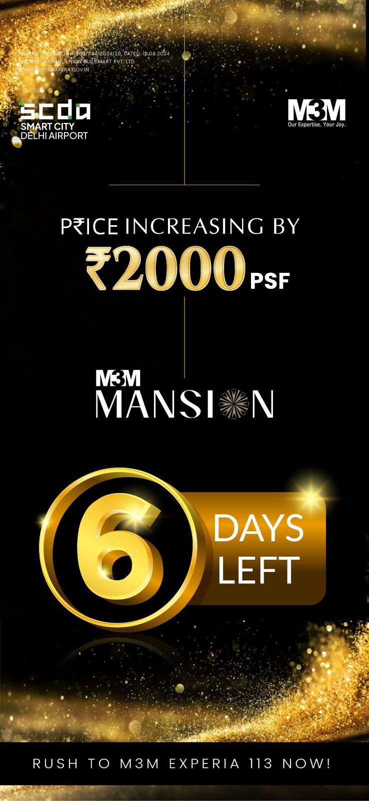 Price Increase Alert: ₹2000 PSF, M3M Mansion at Smart City Delhi Airport, 6 Days Left! Update