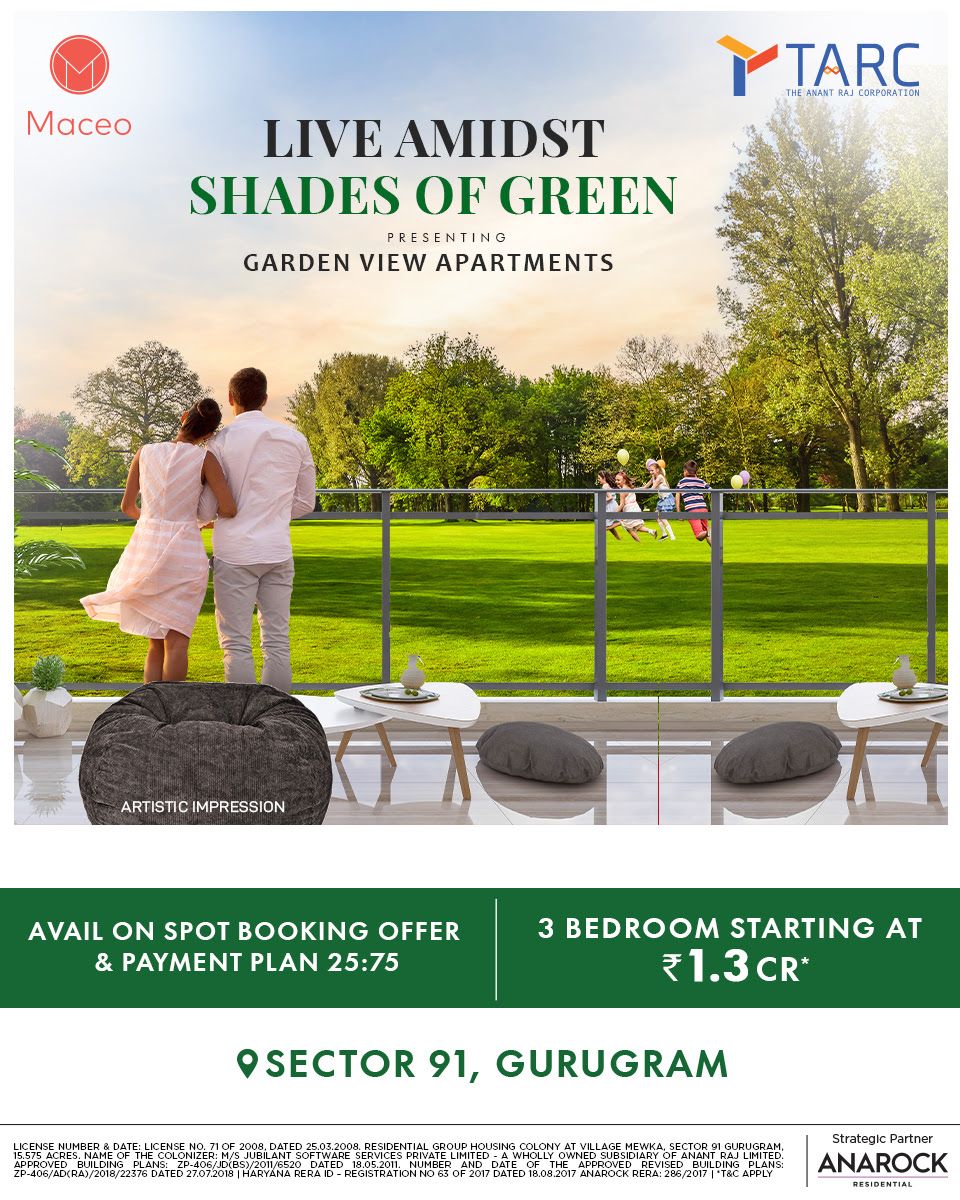 Avail On spot booking offer & 25:75 payment plan at Tarc Maceo in Sector 91, Gurgaon Update