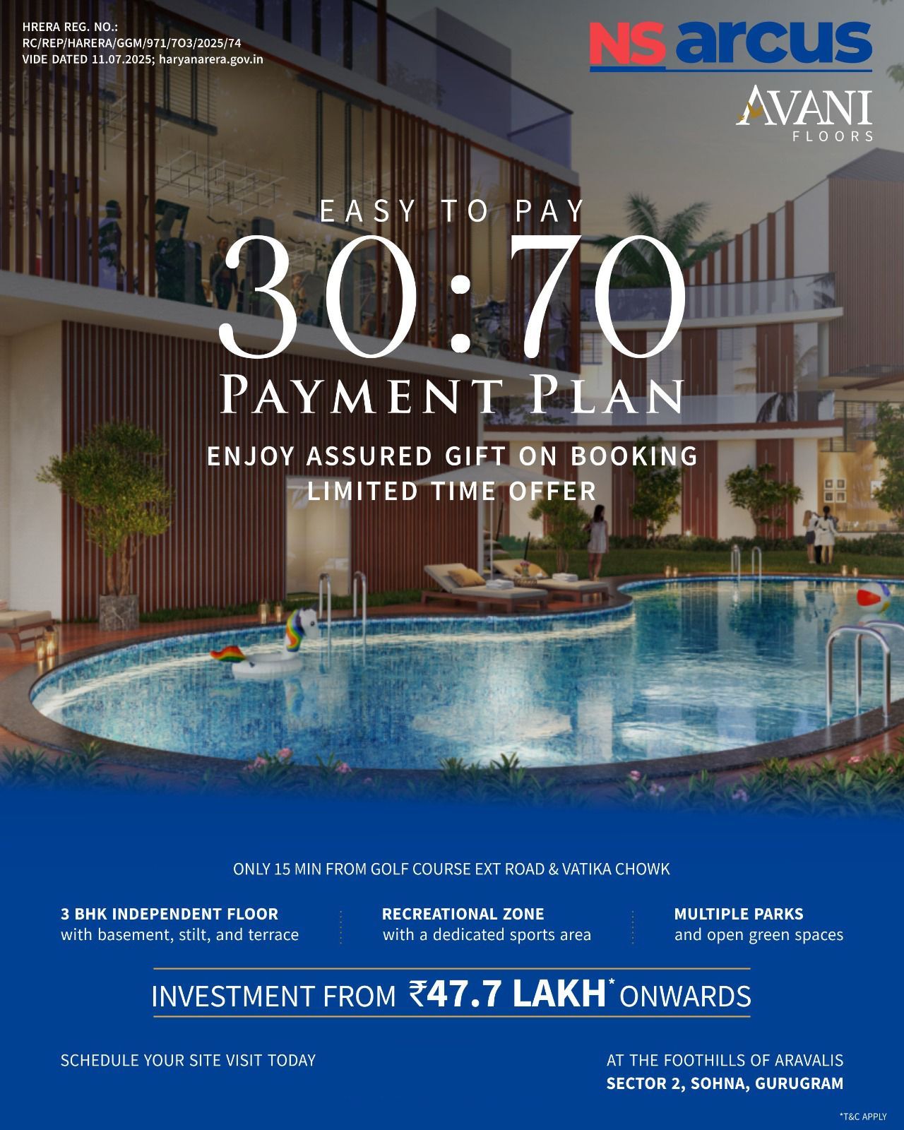 Discover Luxurious Living at Avani Floors, Sector 2, Sohna, Gurugram from ₹47.7 Lakh by NS Arcus Update
