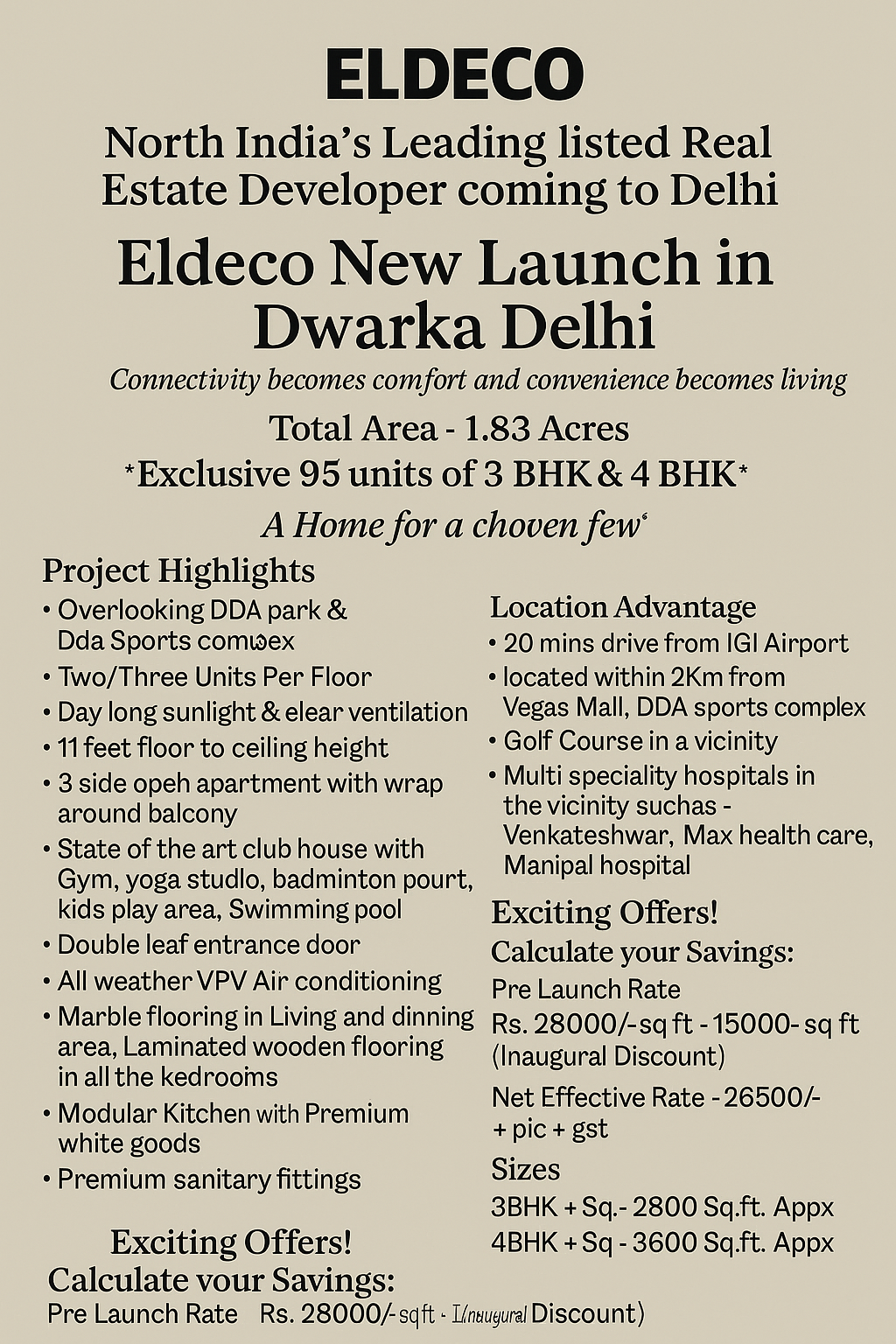 Eldeco New Launch in Dwarka Delhi - Discover Luxury Living Update
