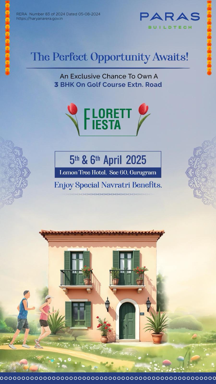 Join Us For Florett Fiesta by Paras Buildtech, 3 BHK at Golf Course Extn. Road, 5th & 6th April 2025 Update