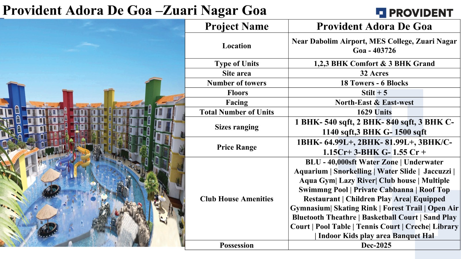 Provident Adora De Goa - Luxurious Living Near Dabolim Airport from ₹64.99L Update