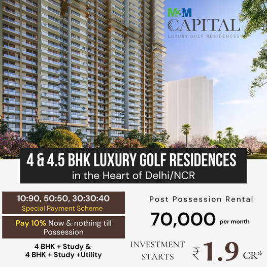 Pay 10% now & nothing till possession at M3M Capital in Sector 113, Gurgaon Update