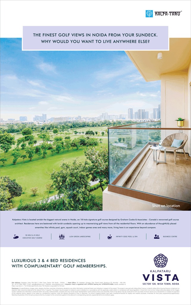 Luxurious 3 & 4 Bed residences with complimentary golf memberships at  Kalpataru Vista, Noida Update