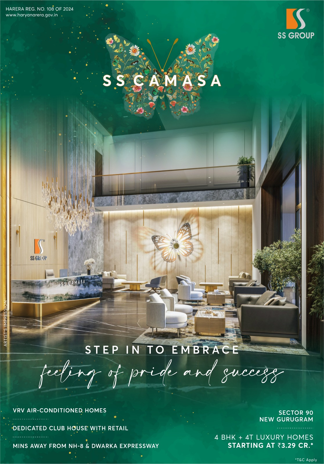 Explore Luxury at SS Camasa, New Gurugram starting at 3.29 Cr. Update