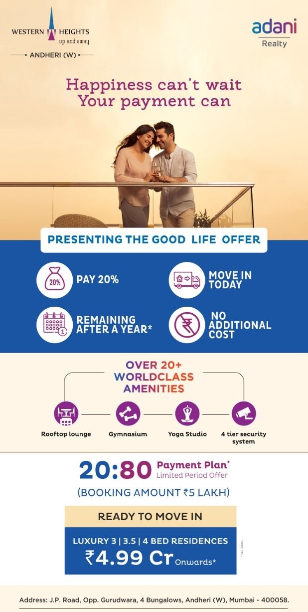 Presenting 20:80 Payment Plan at Adani Western Heights in Mumbai Update