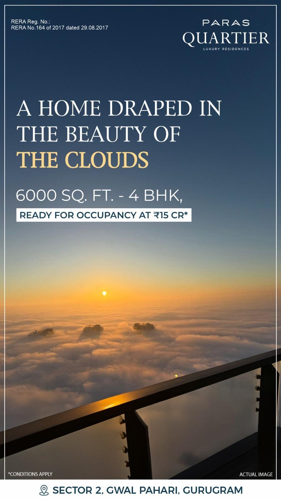 Luxury Awaits in Paras Quartier, Gwal Pahari, Gurugram - 6000 Sq. Ft. 4 BHK from ?15 Cr Update