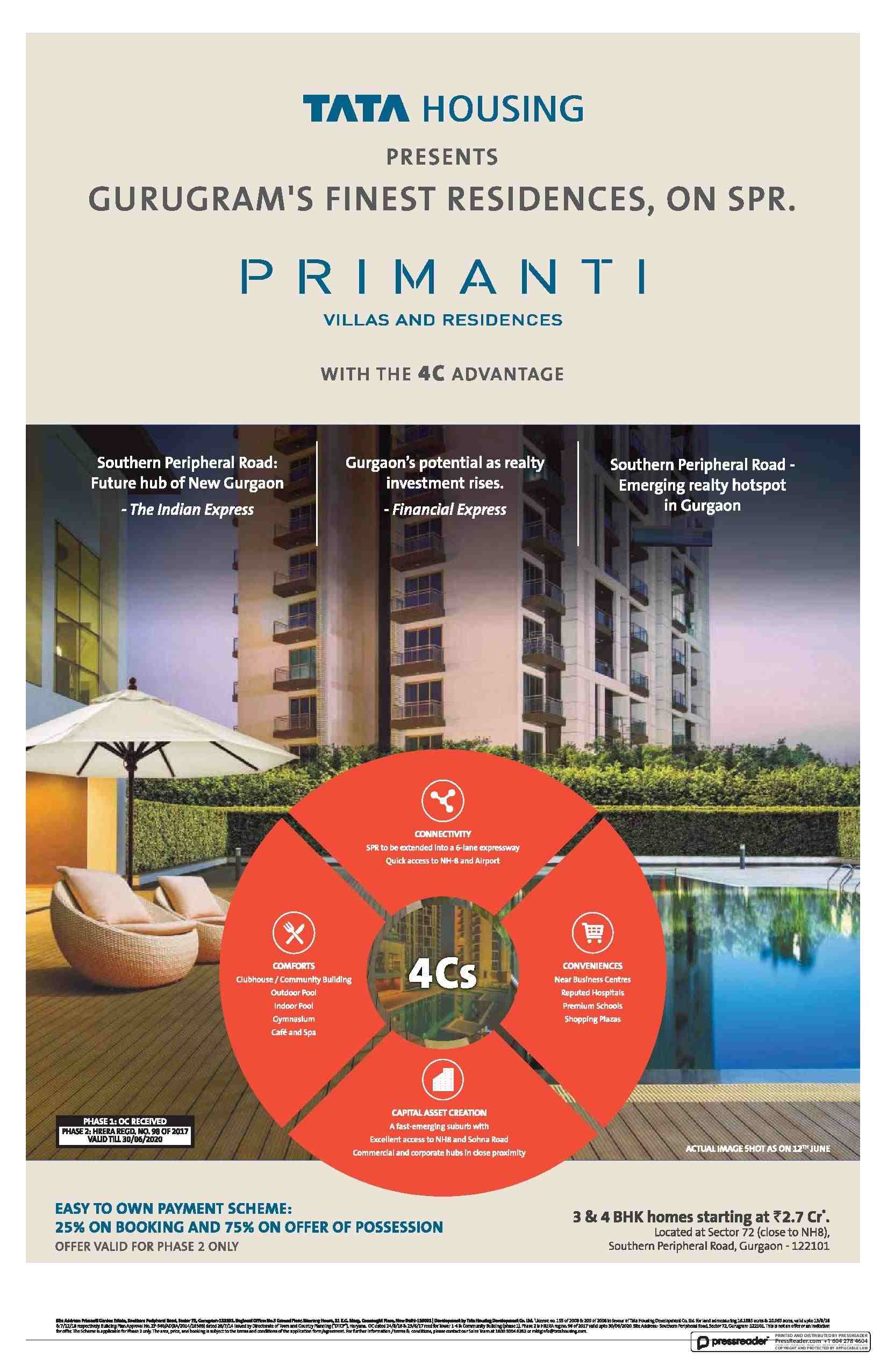 Tata Primanti - Gurugram's finest residences on SPR Update