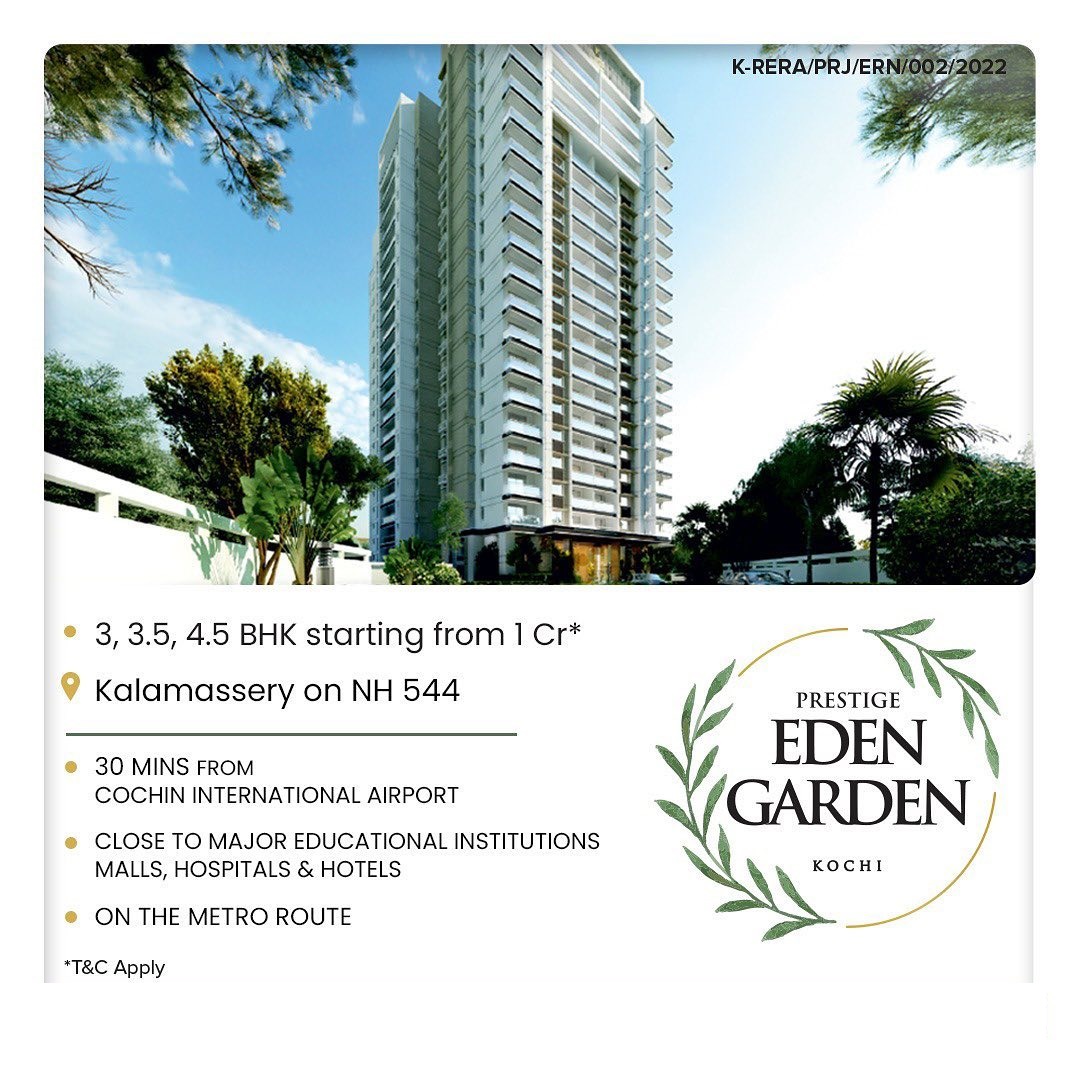 Book 3, 3.5 and 4.5 BHK Home Rs 1 Cr at Prestìge Eden Garden, Kochi Update