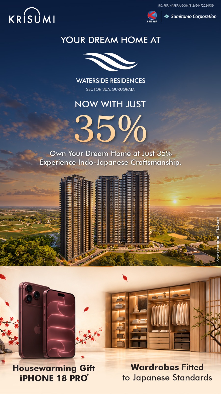Own Your Dream Home with 35% Payment || Experience Luxury Living at Krisumi Waterside Residences || Avail Special Housewarming Offer photo 1