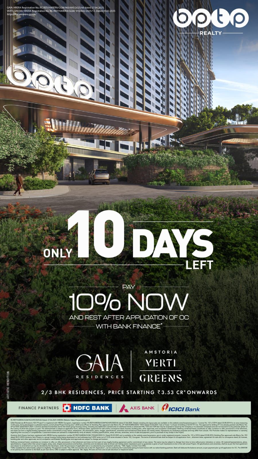 Secure Your Dream Home at BPTP GAIA Residences & Amstoria Verti-Greens Update