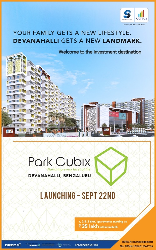 Welcome to the investment destination at Salarpuria Sattva Park Cubix in Bangalore Update