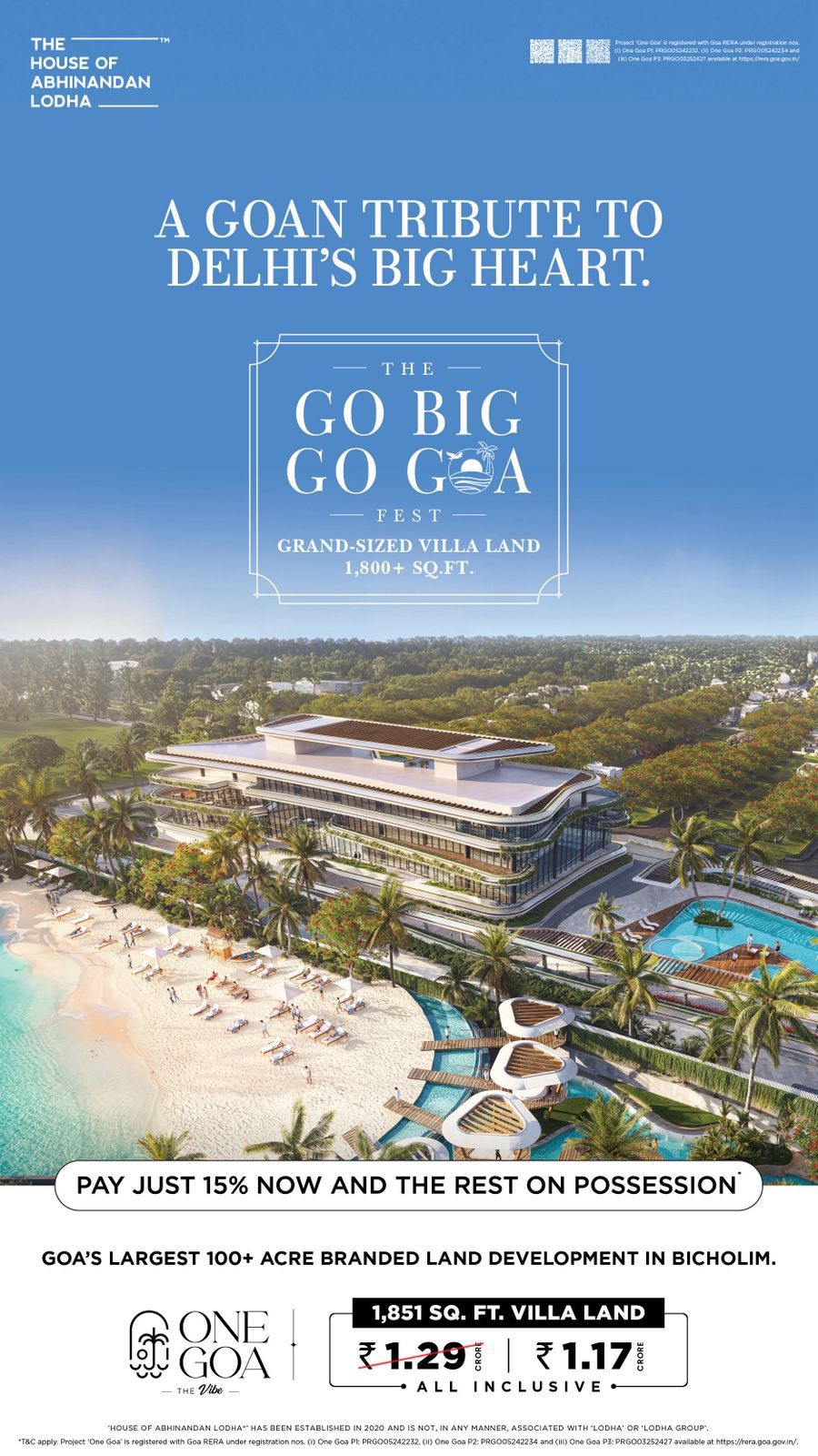 Exclusive Villa Land at One Goa, Bicholim, by The House of Abhinandan Lodha, Starting at Rs. 1.17 Cr Update