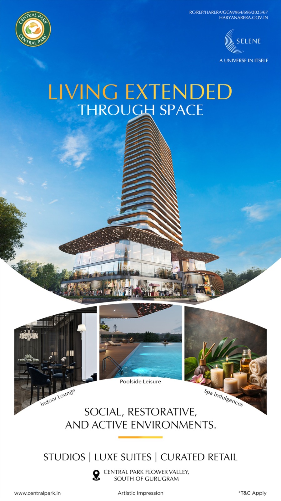 Central Park Selene Studios Launched || Luxe Suites in Gurugram || Curated Retail & Leisure Update