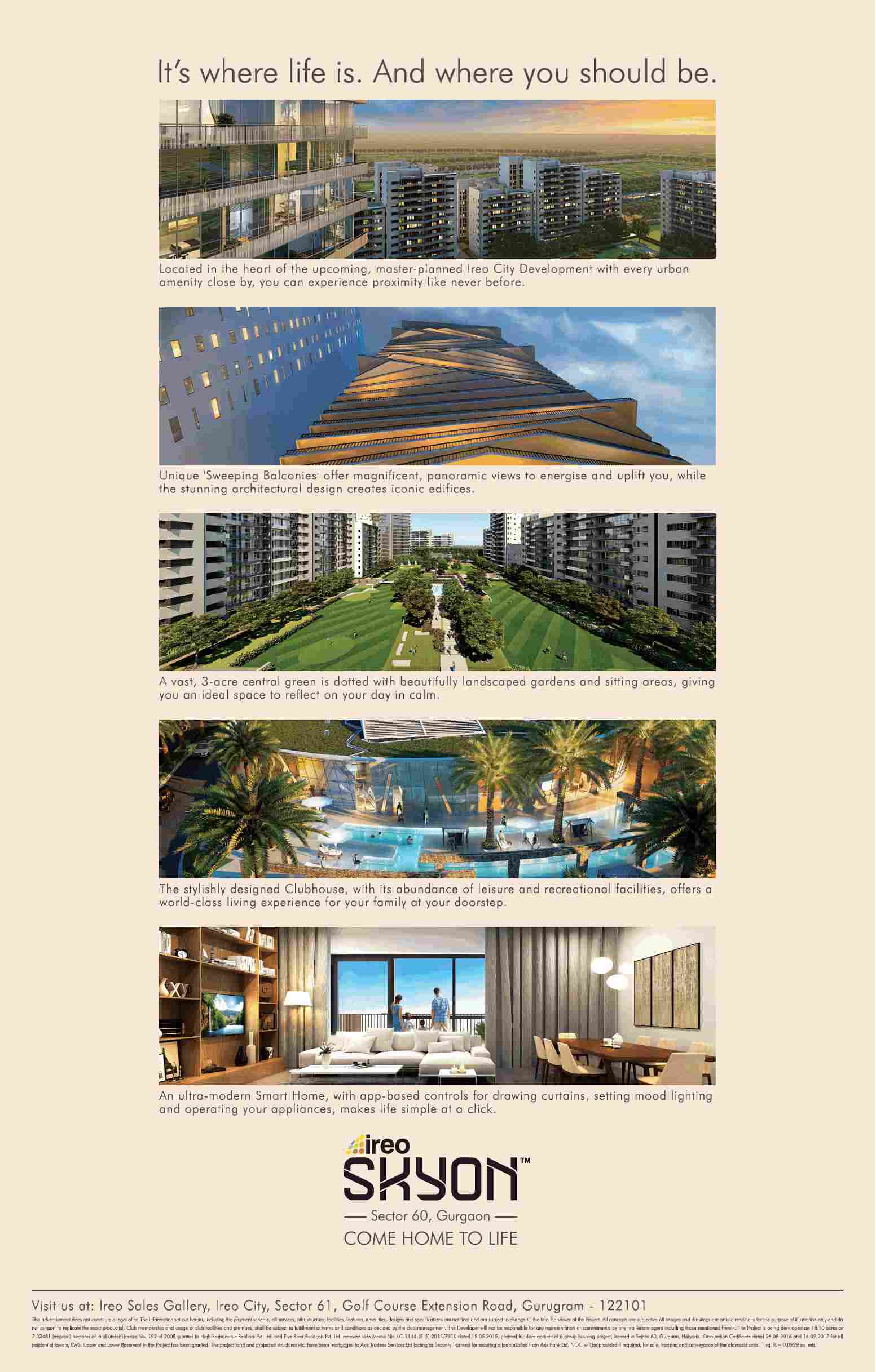 Experience panoramic views to energise and uplift yourself at Ireo Skyon in Gurgaon Update