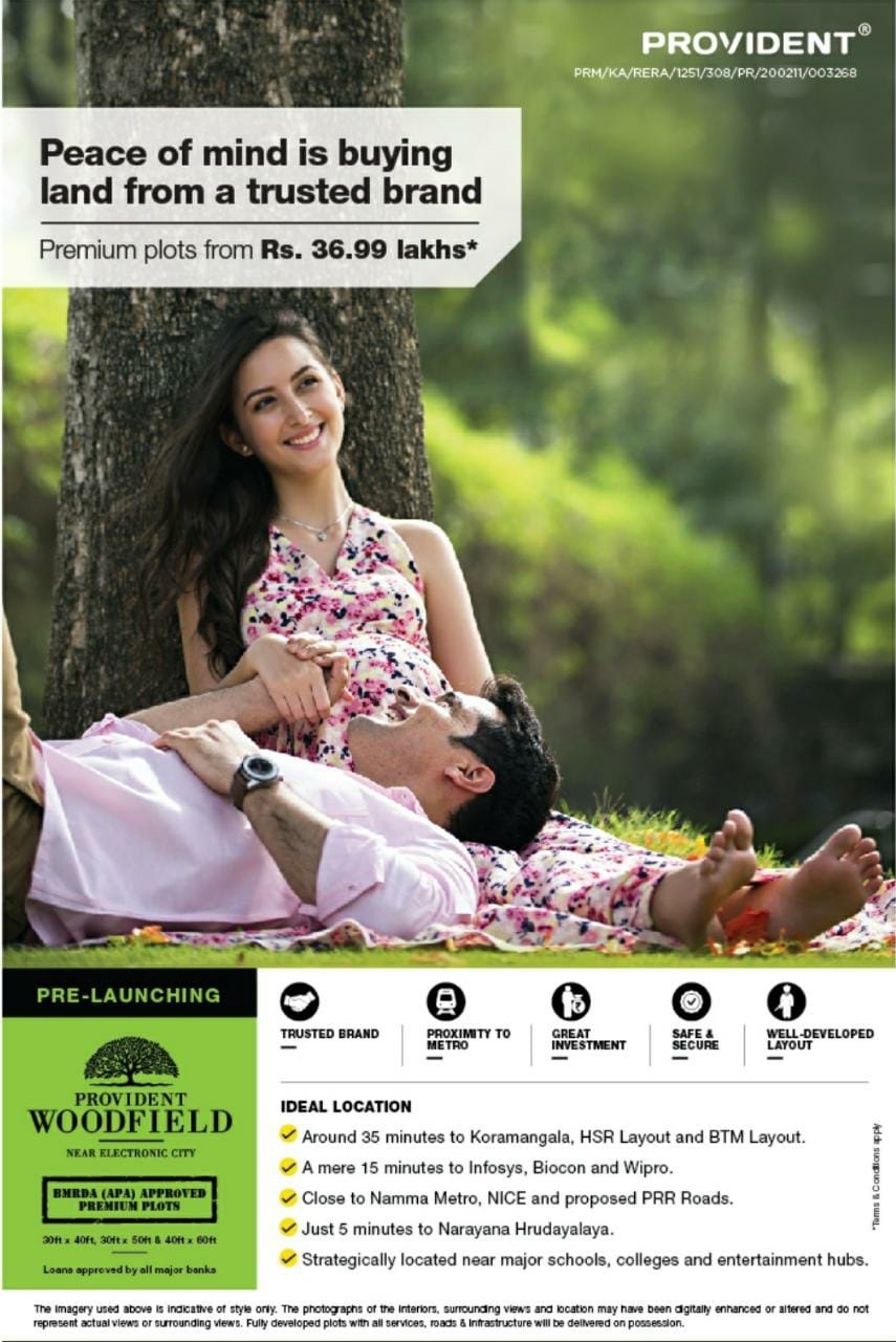 Premium plots from Rs. 36.99 lakh at Provident Woodfield in Bangalore Update