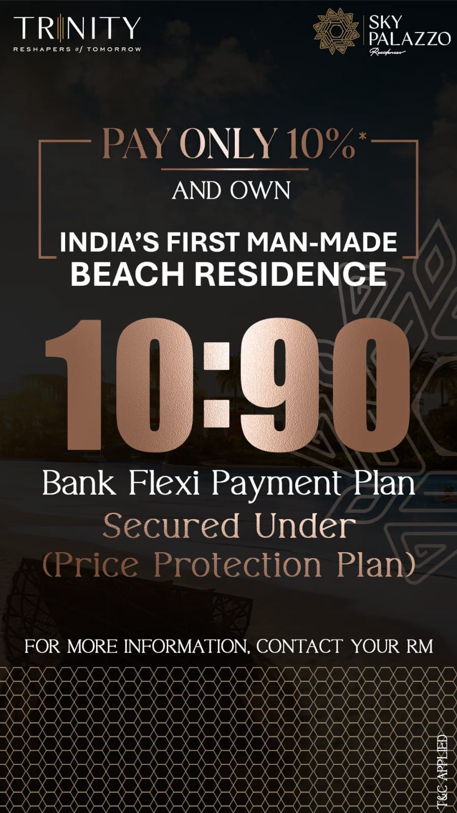 Own India’s First Man-Made Beach Residence, Pay Only 10 Percent, Trinity, Sky Palazzo Update