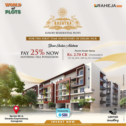 Pay 25% now nothing till possession at Raheja India Rashtra in Sector 88A, Gurgaon Update