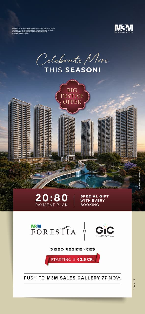 Explore Our Big Festive Offer! || Special 20:80 Payment Plan at M3M || 3 Bed Residences Starting at ₹2.5 Cr photo 1
