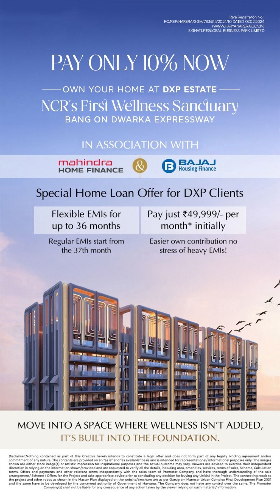 Own Your Wellness Home at DXP Estate, Dwarka Expressway, Pay 10% Now by Signature Global Update