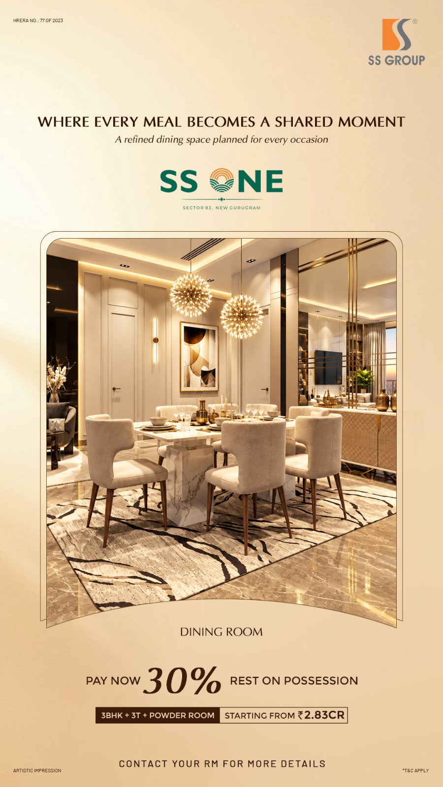 Discover Elegant Living at SS One in New Gurugram || Pay 30% Now, Rest on Possession - SS One || SS One: Luxury Dining Awaits in Sector 83 photo 1