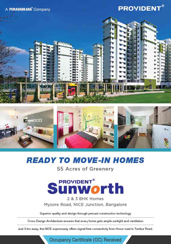 Live in ready to move homes at Provident Sunworth in Bangalore Update