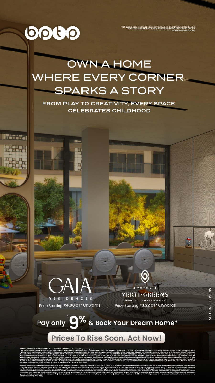 Own a Dream Home at BPTP GAIA Residences and Amstoria Verti-Greens, Gurgaon Update