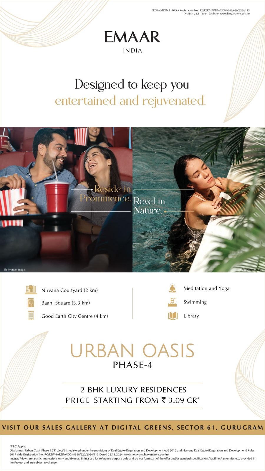 Urban Oasis Phase-4, 2 BHK Luxury Residences from ₹ 3.09 Cr, Emaar India, Gurugram Update