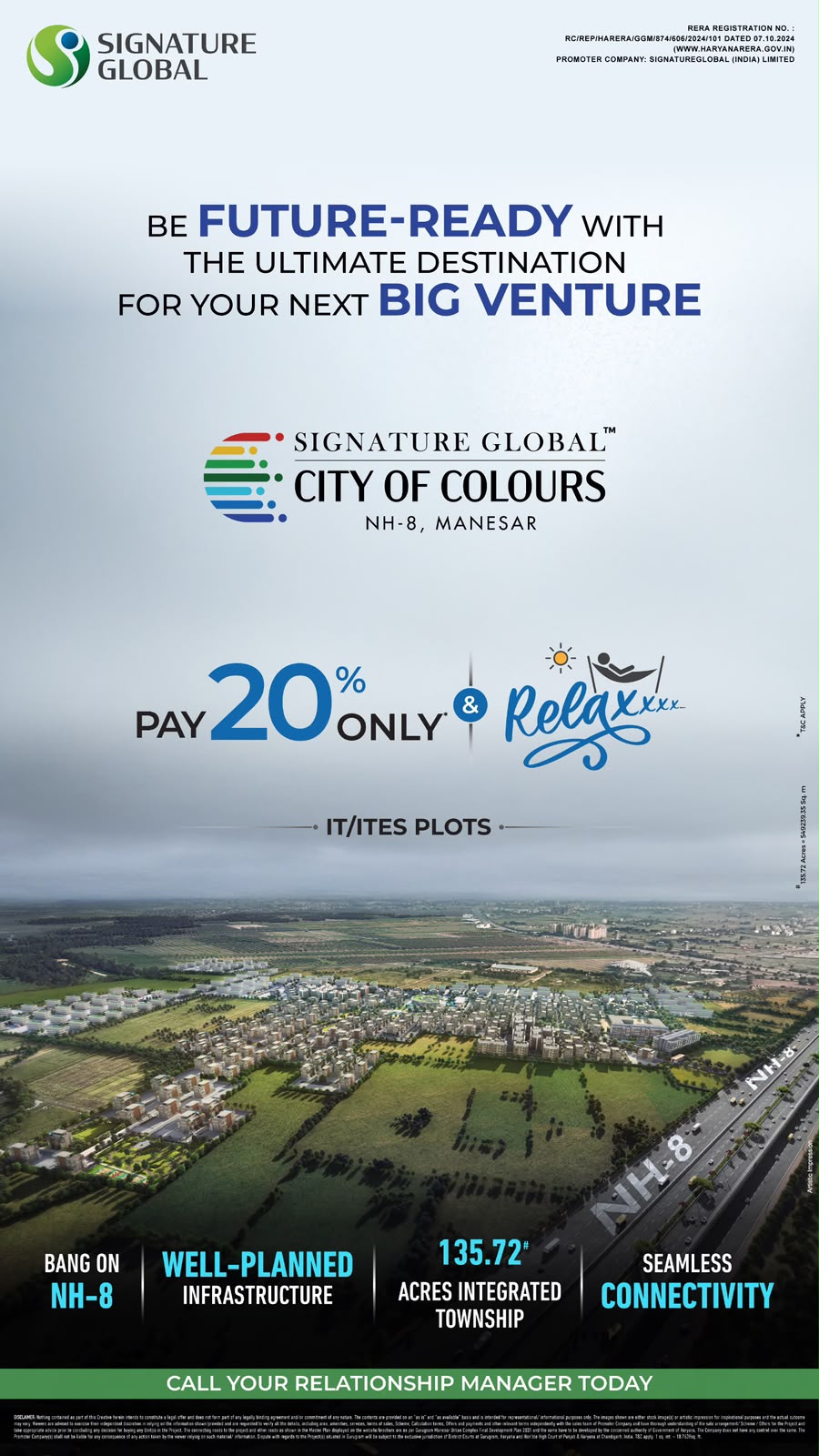 Seize Your Future with Signature Global City of Colours || Invest in IT/ITES Plots at Manesar Today || Pay Just 20% to Secure Your Plot Update