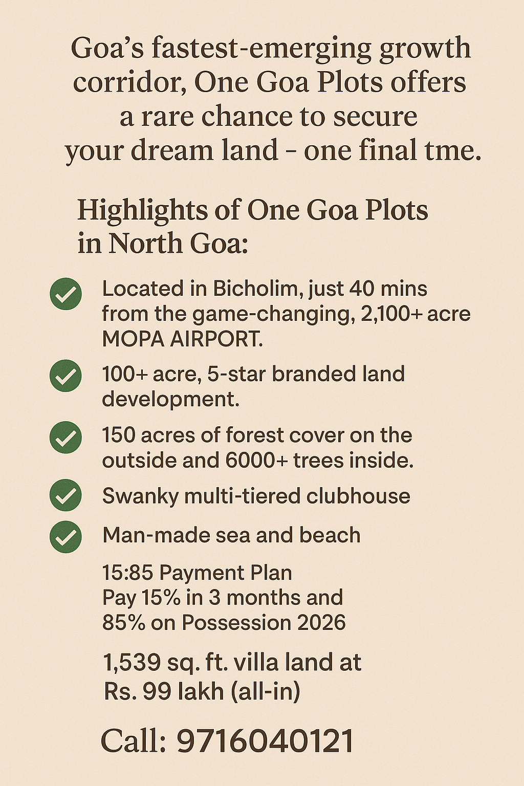 Secure Your Dream Land at One Goa Plots, Bicholim Update