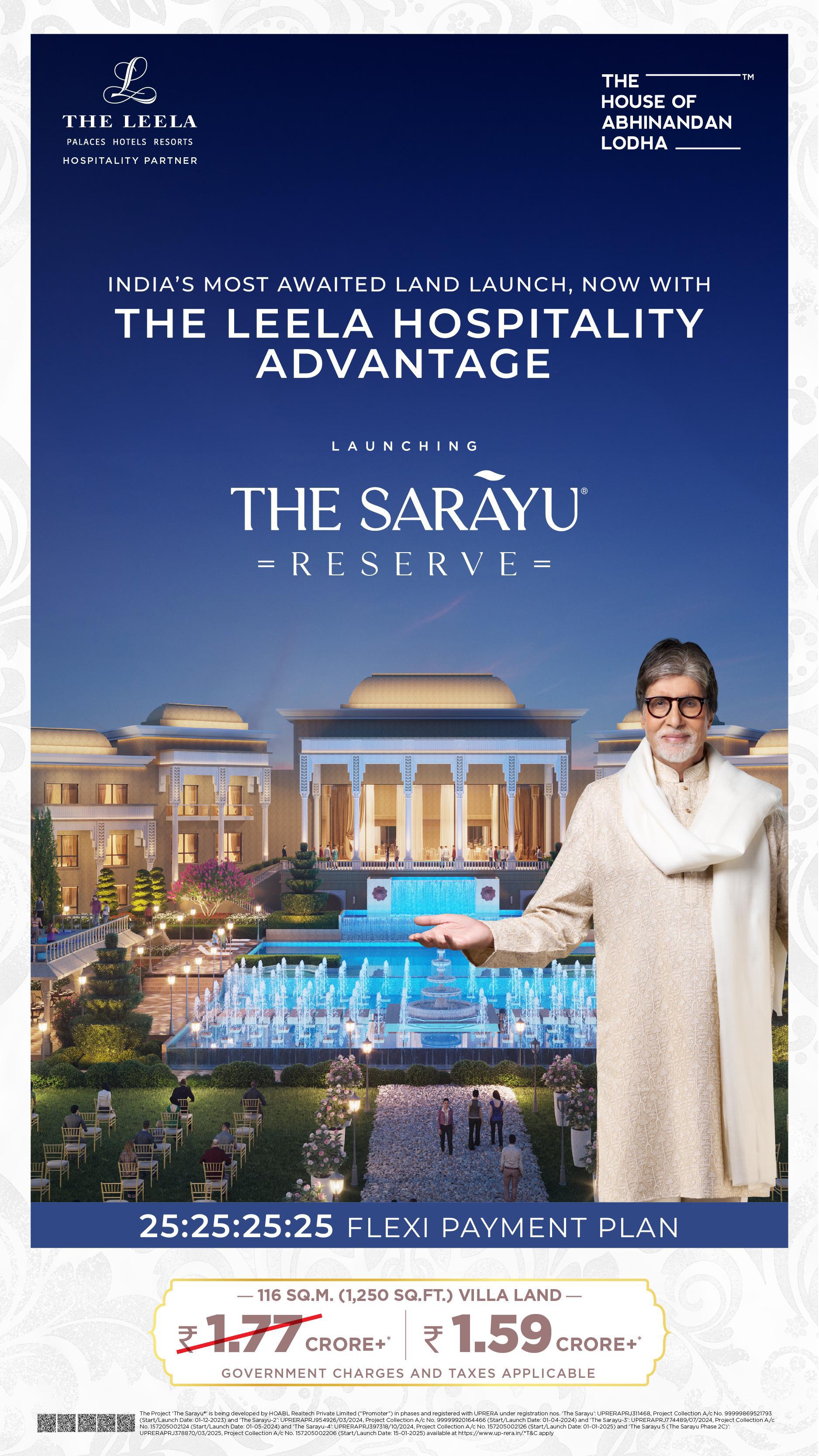 The Sarayu Reserve by The House of Abhinandan Lodha, starting at ₹1.59 Cr, secure your villa land today! Update