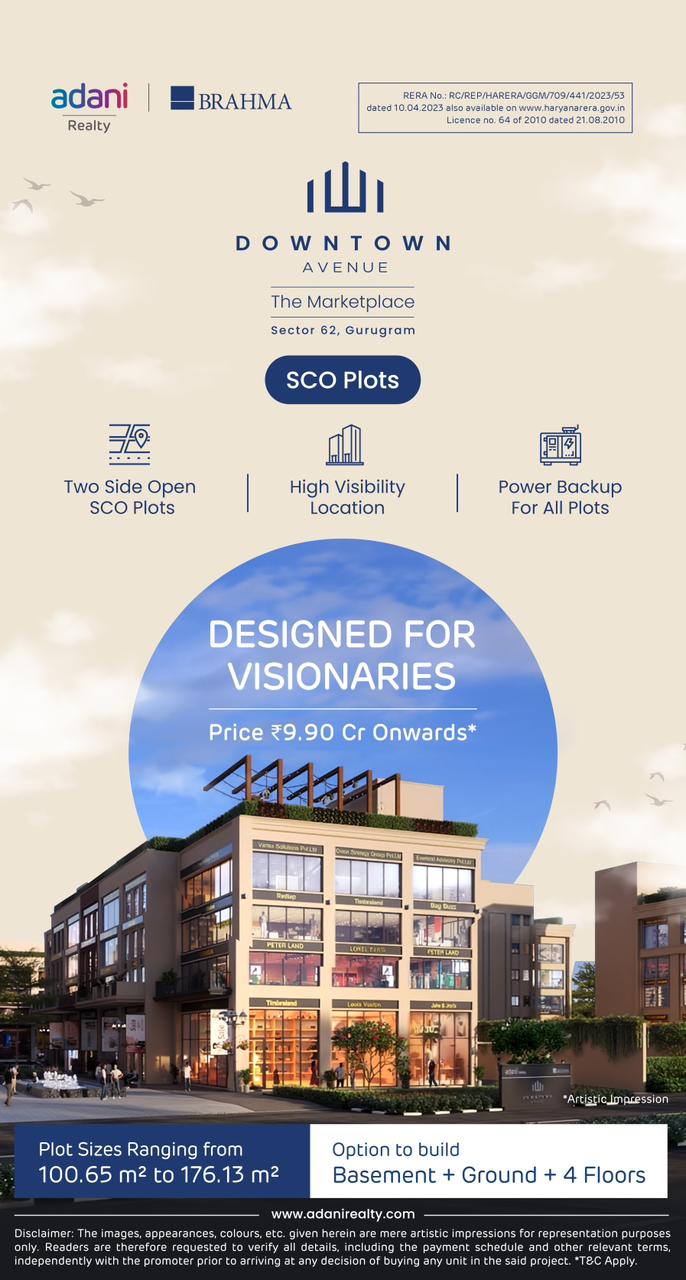 Explore Downtown Avenue SCO Plots in Gurugram by Adani Realty and Brahma, Price Starting at ₹9.90Cr Update