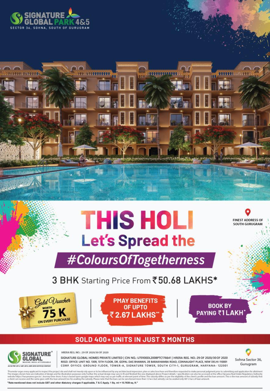 3 BHK Luxury Homes at 50 Lacs in Signature Global Park, Gurgaon Update