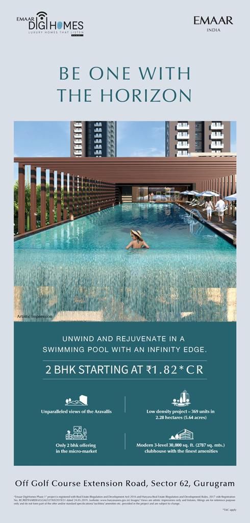 Unwind and rejuvenate in a swimming pool with an infinity edge at Emaar Digi Homes in Sector 62, Gurgaon Update