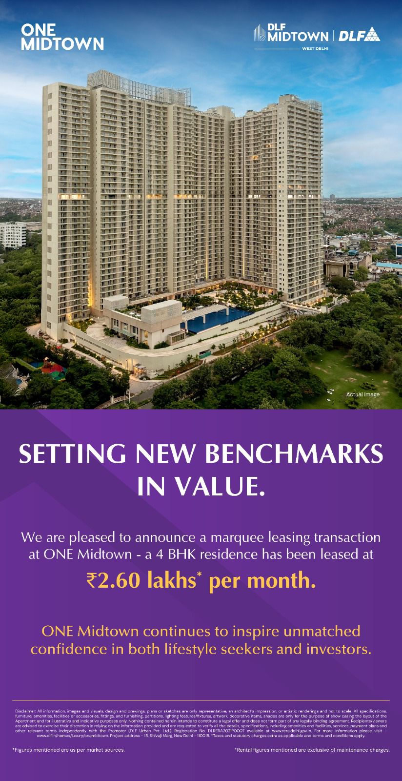 Exclusive 4 BHK in DLF One Midtown, West Delhi, for ₹2.60 Lakhs/Month! Update