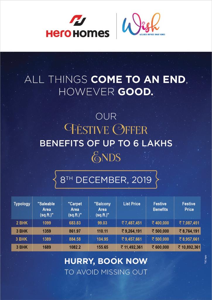 Festive offer benefits of up to Rs 6 Lac at Hero Homes in Sector 104, Gurgaon Update