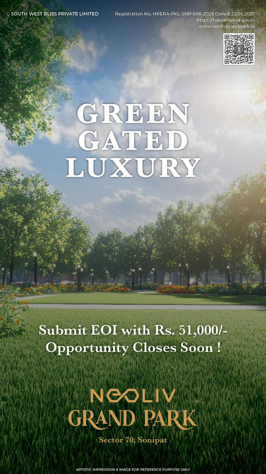 Discover Luxury Living at Neoliv Grand Park, Sector 70, Sonipat - Submit EOI with Rs. 51,000! Update