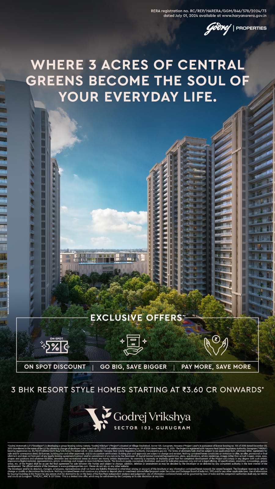 Explore Godrej Vrikshya, 3 BHK Resort Style Homes, Starting From ₹3.60 CR, Sector 103, Gurugram Update