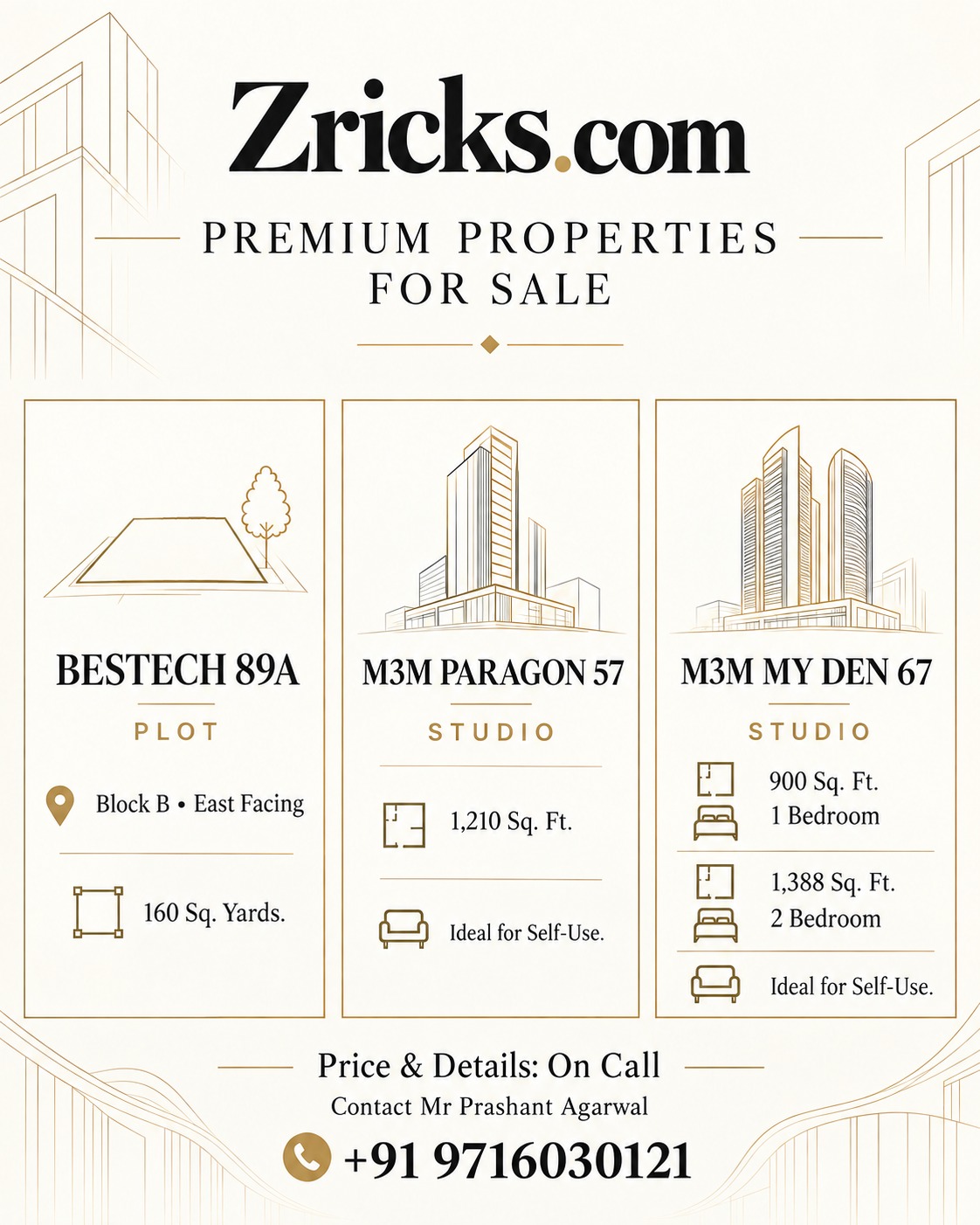 Explore Premium Properties with Zricks || Best Deals on Bestech 89A Plot & M3M Studios || Contact for Exclusive Property Details Update