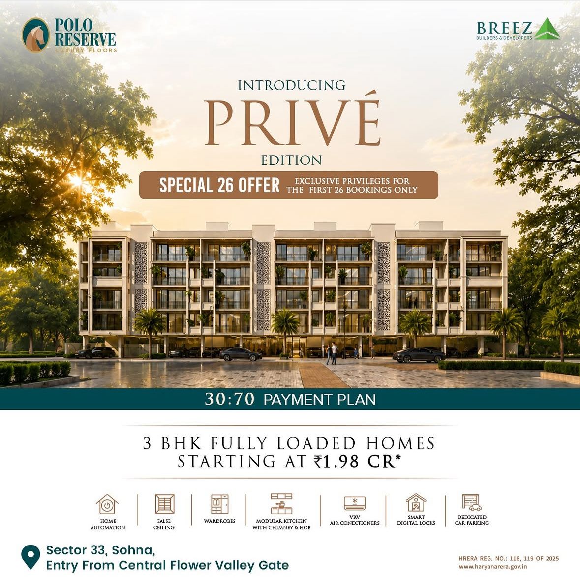 Discover PRIVE Edition by Breez in Sohna || Exclusive 3BHK Homes at Polo Reserve || Special 26 Offer for Limited Bookings Update