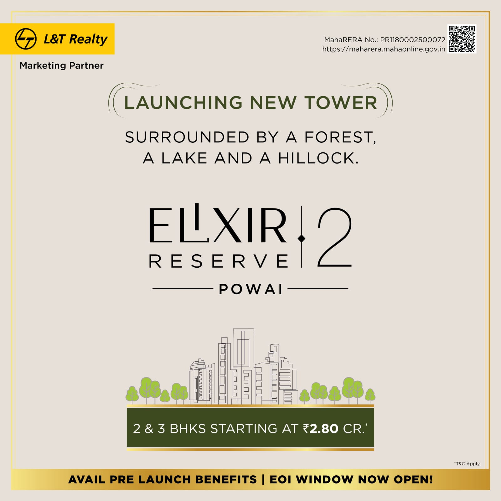Exclusive Launch: Elixir Reserve 2 by L&T Realty in Powai from ₹2.80 Cr Update